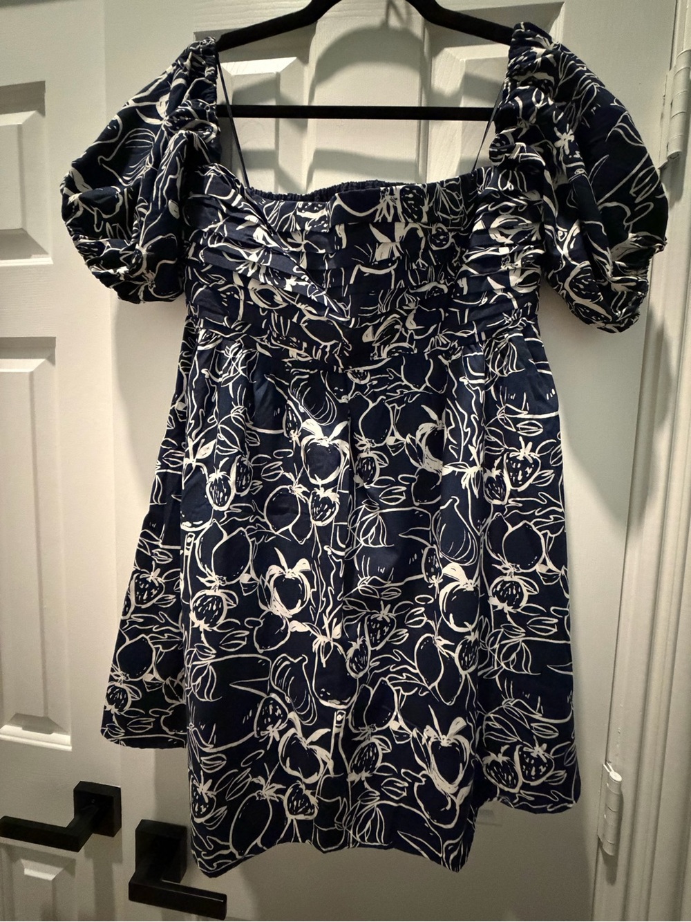 AF Navy Capri Print Emerson Off-The-Shoulder Skort